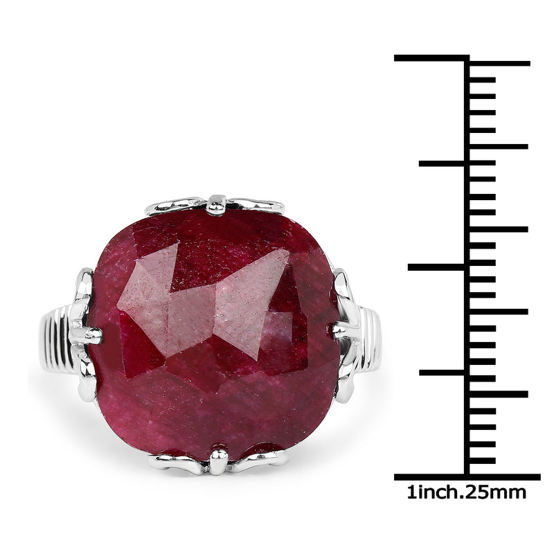 13.65 Carat Dyed Ruby .925 Sterling Silver Ring