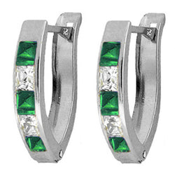 1.6 Carat Sterling Silver Count On Me Created Emerald Earrings