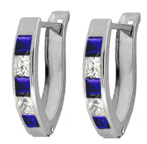 1.6 Carat Sterling Silver Intentional Created Sapphire Earrings