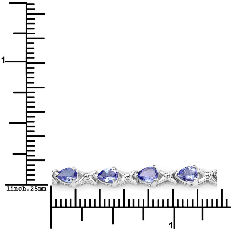 3.36 Carat Genuine Tanzanite .925 Sterling Silver Bracelet