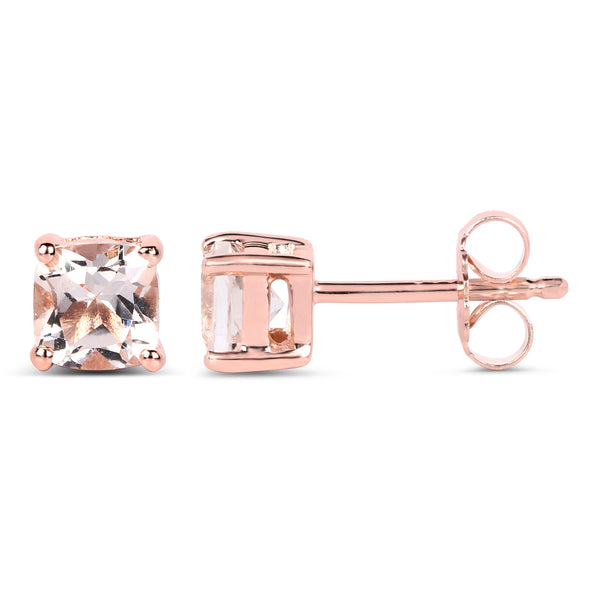 14K Rose Gold Plated 1.20 Carat Genuine Morganite .925 Sterling Silver Earrings