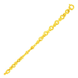 14k Yellow Gold Dual Round Link Interlaced Bracelet