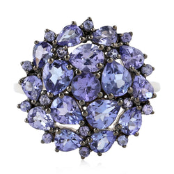 Ntural Tanzanite Cluster Ring Sterling Silver Jewelry