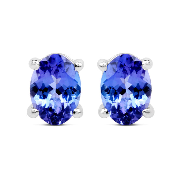 2.00 Carat Genuine Tanzanite 14K White Gold Earrings