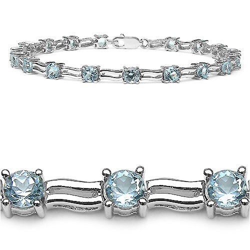 6.30 Carat Genuine Blue Topaz .925 Sterling Silver Bracelet