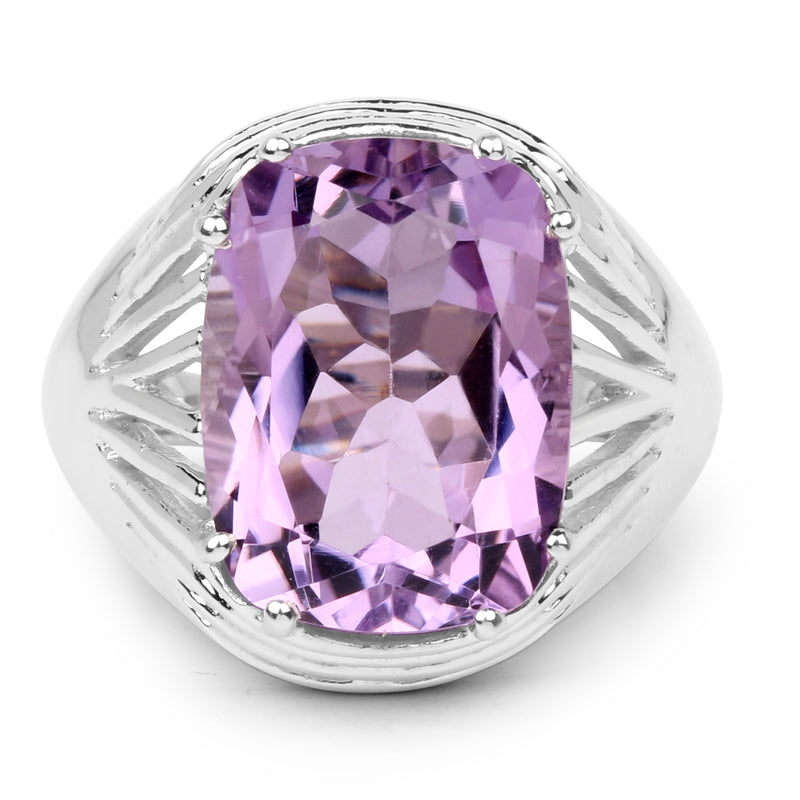 10.02 Carat Genuine Amethyst .925 Sterling Silver Ring