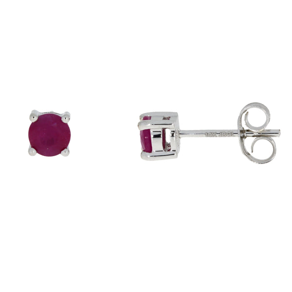 Genuine .64ct Ruby Stud Earrings 10KT White Gold