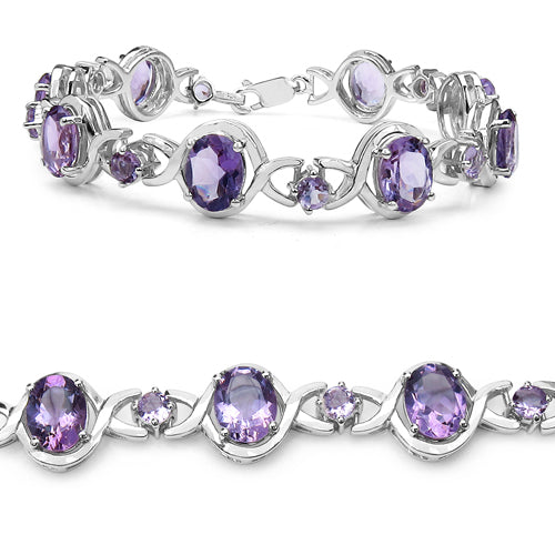 16.32 Carat Genuine Amethyst .925 Sterling Silver Bracelet