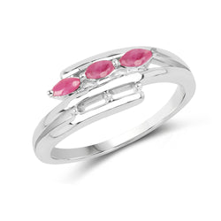 0.36 Carat Genuine Ruby .925 Sterling Silver Ring