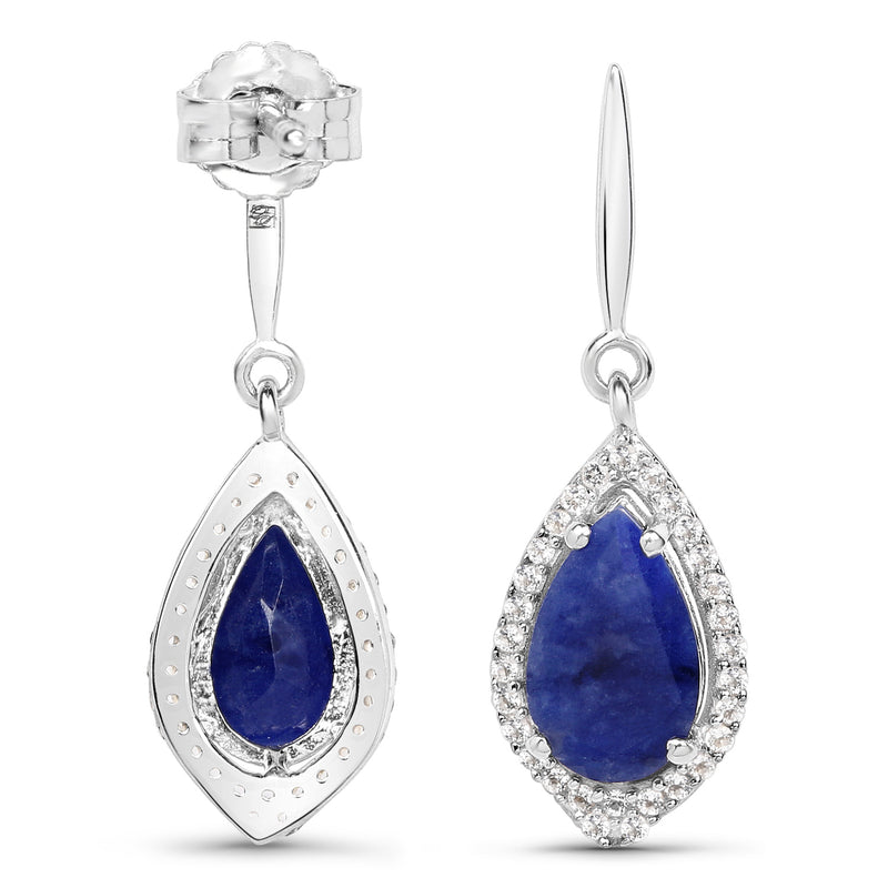 2.52 Carat Genuine Blue Aventurine And White Topaz .925 Sterling Silver Earrings