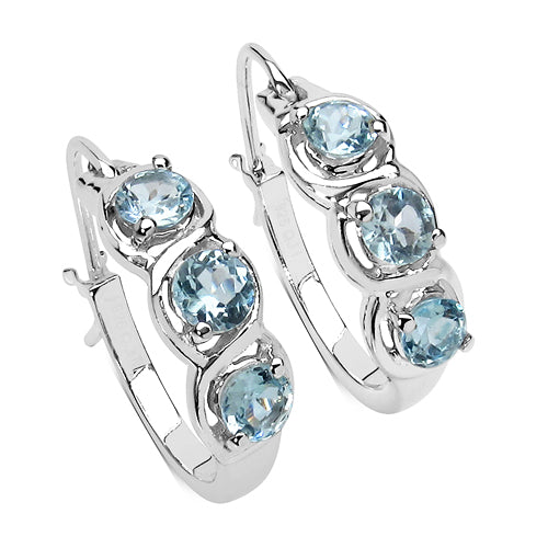 1.92 Carat Genuine Blue Topaz .925 Sterling Silver Earrings