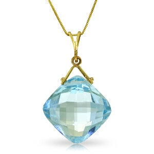 8.75 Carat 14K Solid Yellow Gold Distance Blue Topaz Necklace