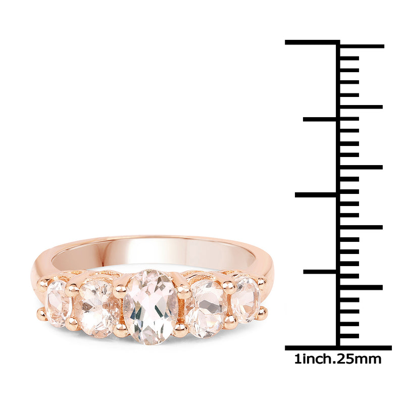 14K Rose Gold Plated 1.25 Carat Genuine Morganite .925 Sterling Silver Ring