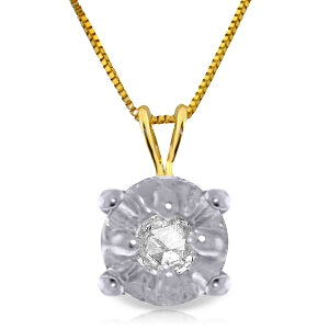 0.03 Carat 14K Solid Yellow Gold Illusion Set Necklace Natural Diamond