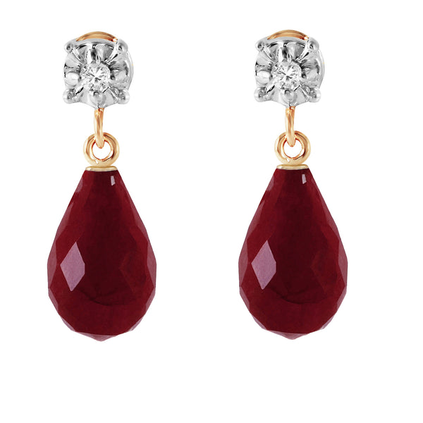 17.66 Carat 14K Solid Yellow Gold Stud Earrings Diamond Ruby