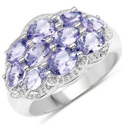 2.66 Carat Genuine Tanzanite .925 Sterling Silver Ring