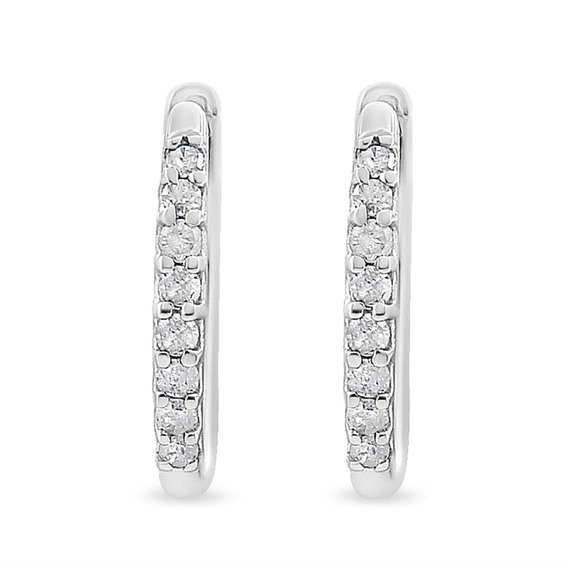 10K White Gold 1/5 Cttw Round-Cut Diamond Modern Hoop Earrings (I-J Color, I3 Clarity)