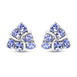 2.04 Carat Genuine Tanzanite .925 Sterling Silver Earrings