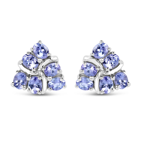 2.04 Carat Genuine Tanzanite .925 Sterling Silver Earrings