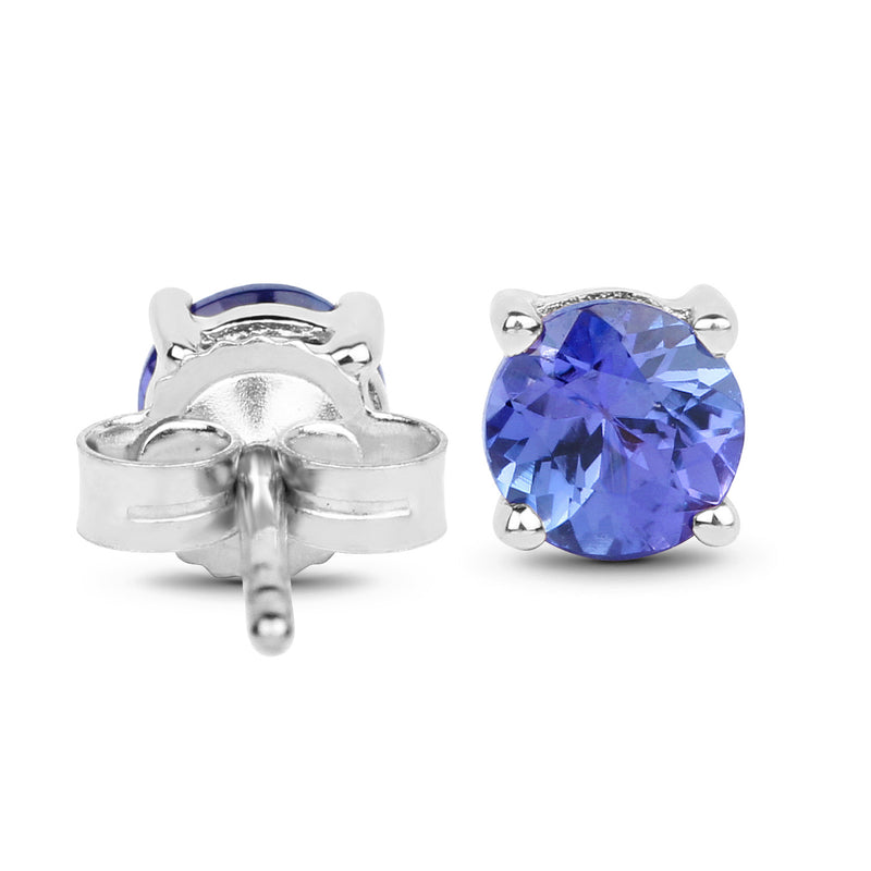 0.57 Carat Genuine Tanzanite 14K White Gold Earrings