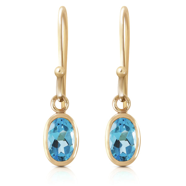 1 Carat 14K Solid Yellow Gold Faithful Blue Topaz Earrings