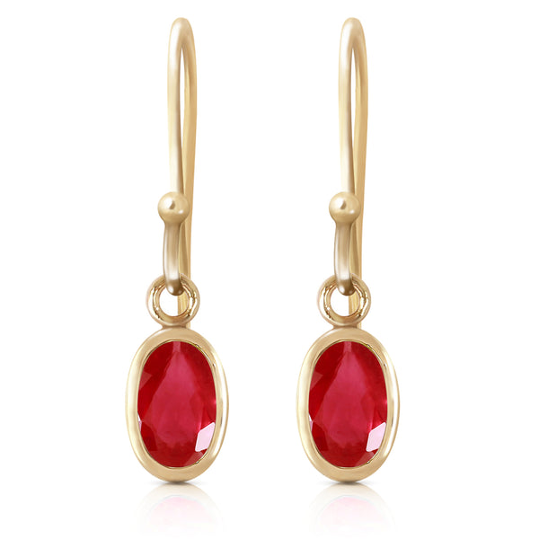 1 Carat 14K Solid Yellow Gold Fish Hook Earrings Natural Ruby