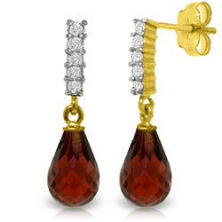 4.65 Carat 14K Solid Yellow Gold Enchant Garnet Diamond Earrings