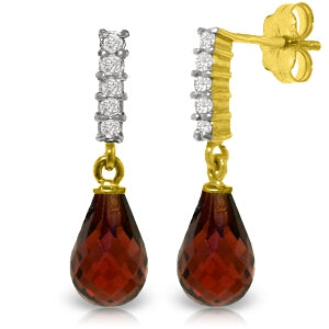 4.65 Carat 14K Solid Yellow Gold Enchant Garnet Diamond Earrings