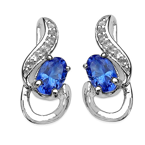 0.95 Carat Genuine Tanzanite .925 Sterling Silver Earrings