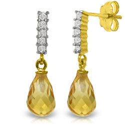 4.65 Carat 14K Solid Yellow Gold Enchant Citrine Diamond Earrings
