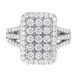 .925 Sterling Silver 1 9/10 cttw Lab Grown Diamond Cluster Ring (F-G Color, VS2-SI1 Clarity) - Size 7