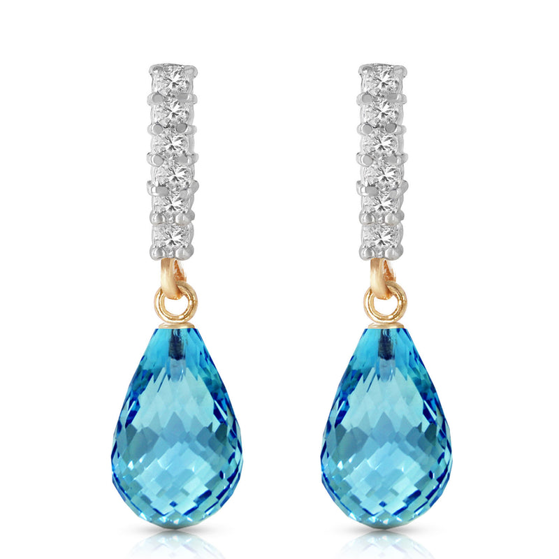 4.65 Carat 14K Solid Yellow Gold Enchant Blue Topaz Diamond Earrings