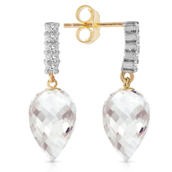 4.65 Carat 14K Solid Yellow Gold Enchant White Topaz Diamond Earrings