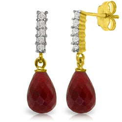 6.75 Carat 14K Solid Yellow Gold Enchant Ruby Diamond Earrings