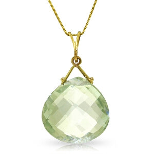 8.5 Carat 14K Solid Yellow Gold Y-e-s Green Amethyst Necklace