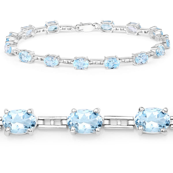 14.25 Carat Genuine Blue Topaz .925 Sterling Silver Bracelet