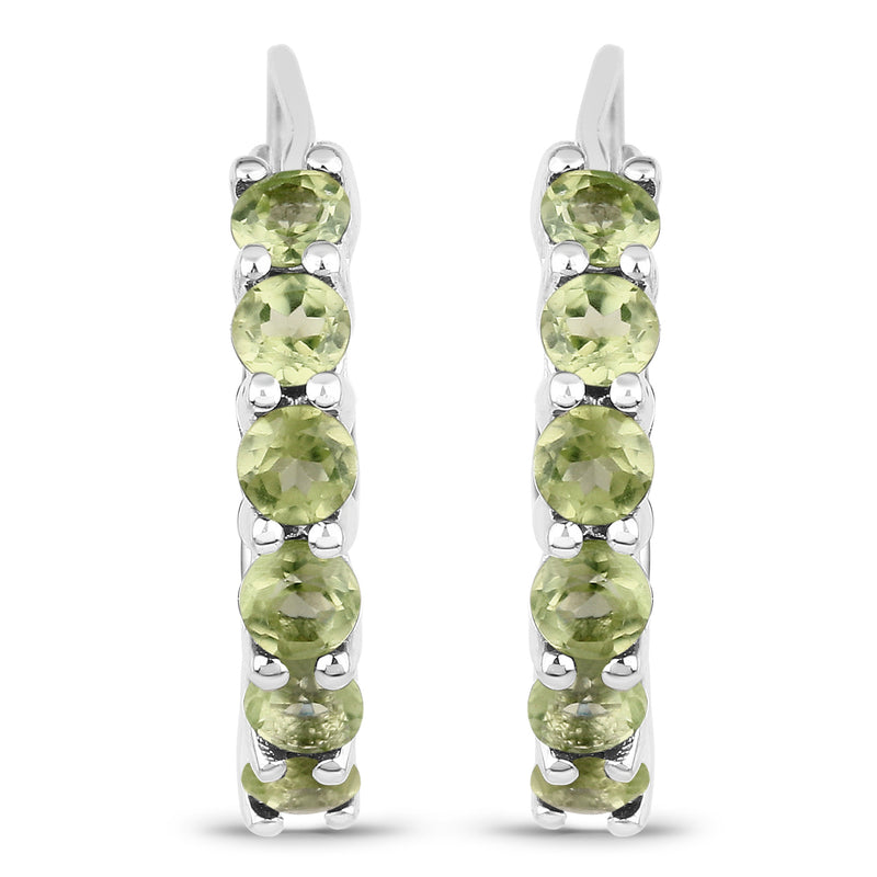 1.20 Carat Genuine Peridot .925 Sterling Silver Earrings