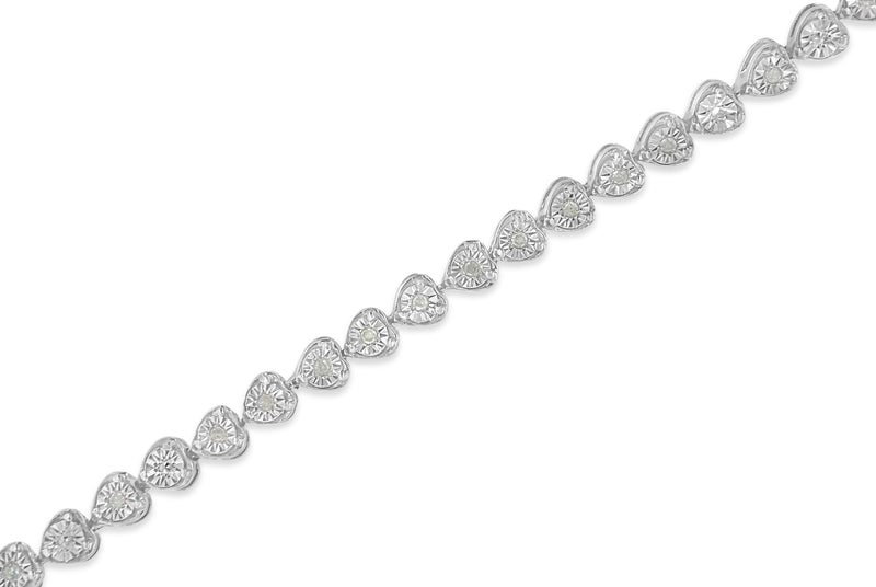 Sterling Silver Diamond Heart Tennis Link Bracelet (1/4 cttw, I-J Color, I3 Clarity)