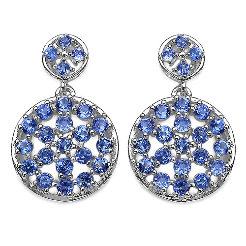 2.94 Carat Genuine Tanzanite .925 Sterling Silver Earrings