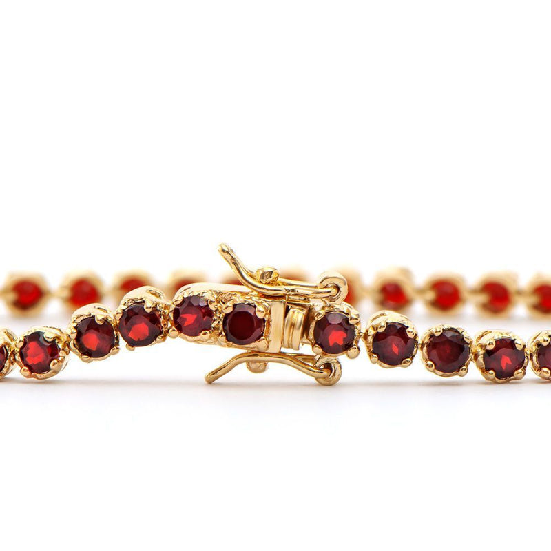 3.60 TW CTS GARNETS 18K GOLD PLATED DESIGNER BRACELET SIZE 7.5 INCHES