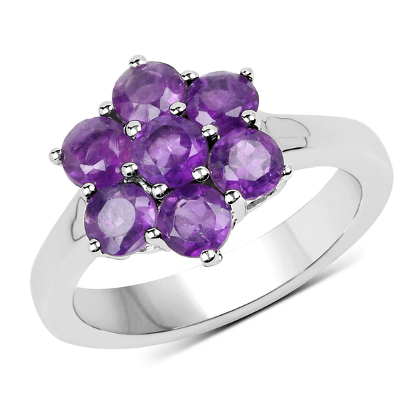 1.68 Carat Genuine Amethyst .925 Sterling Silver Ring