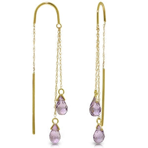 2.5 Carat 14K Solid Yellow Gold Threaded Dangles Earrings Amethyst