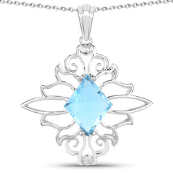 5.15 Carat Genuine Swiss Blue Topaz .925 Sterling Silver Pendant