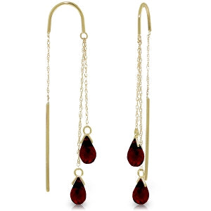 2.5 Carat 14K Solid Yellow Gold Threaded Dangles Earrings Garnet