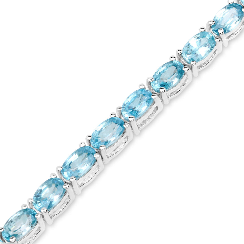 11.55 Carat Genuine Blue Zircon .925 Sterling Silver Bracelet