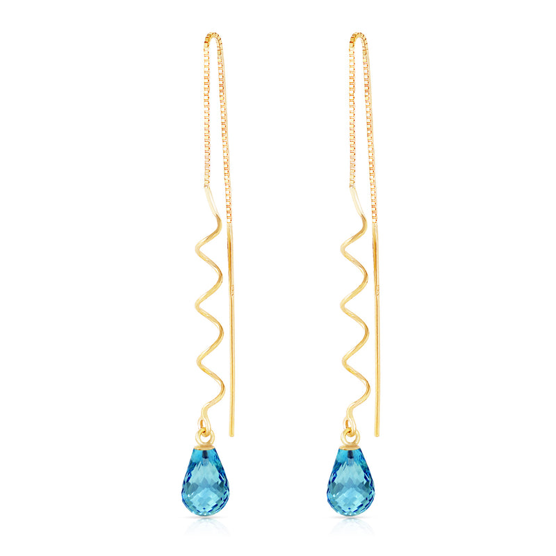 4.5 Carat 14K Solid Yellow Gold Surely Recognizable Blue Topaz Earrings