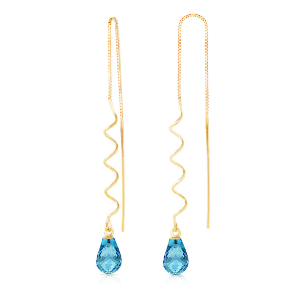 4.5 Carat 14K Solid Yellow Gold Surely Recognizable Blue Topaz Earrings