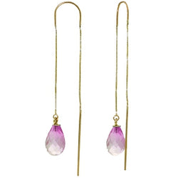 4.5 Carat 14K Solid Yellow Gold Threaded Dangles Earrings Pink Topaz