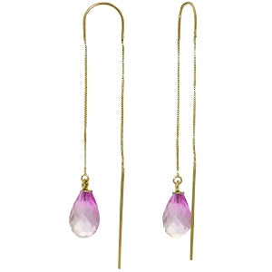 4.5 Carat 14K Solid Yellow Gold Threaded Dangles Earrings Pink Topaz