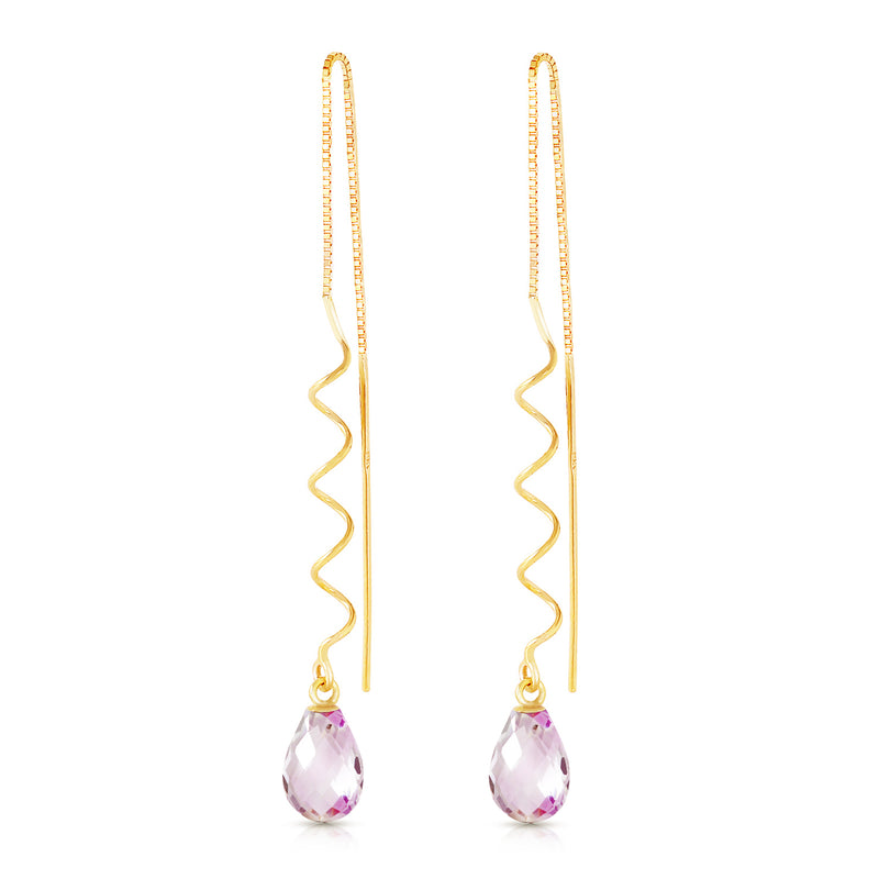 3.3 Carat 14K Solid Yellow Gold Love Is Not A Dream Pink Topaz Earrings
